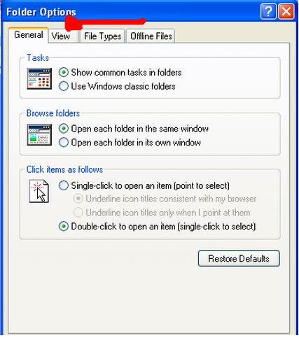 general tab-folder options button