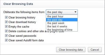 Google chrome btowser-clear browsing data