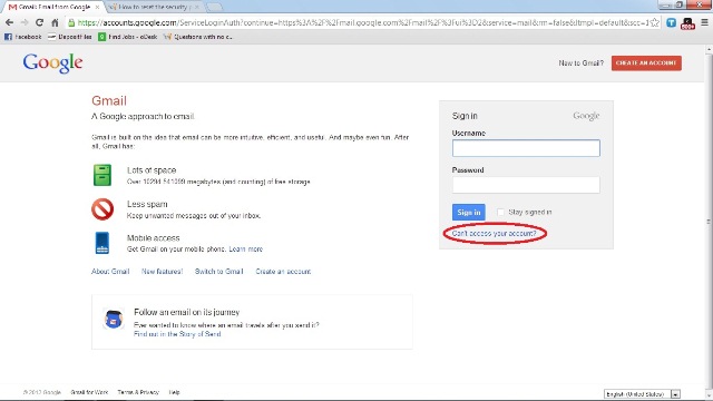 Reset your Gmail account password