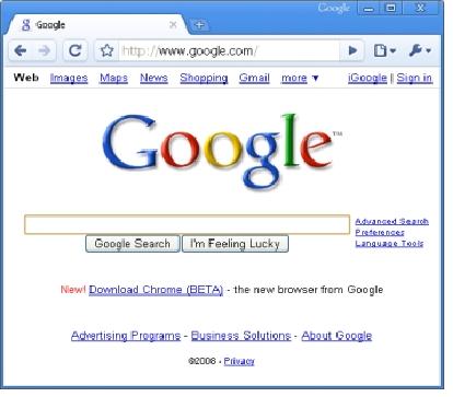 the interface of Chrome is spacious and does not have a lot of toolbars and menu bars