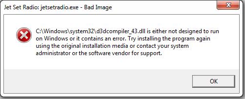 D3dcompiler_43.dll is either not designed to run on windows or it contains an error D3dcompiler_43.dll is either not designed to run on windows or it contains an error