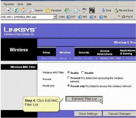 Linksys Mac Filtering allows you to limit and restrict Internet access