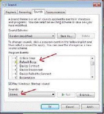 sound property window console
