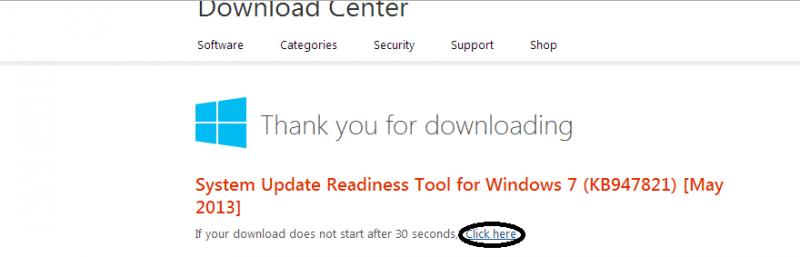 Downloading the Readiness Tool, run the Window Update again