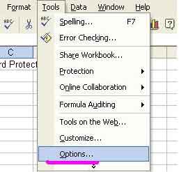 Excel 2003 Options