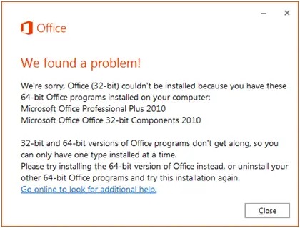 Can't install Microsoft Office 2013 
