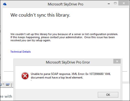 Microsoft SkyDrive Pro error - Techyv.com