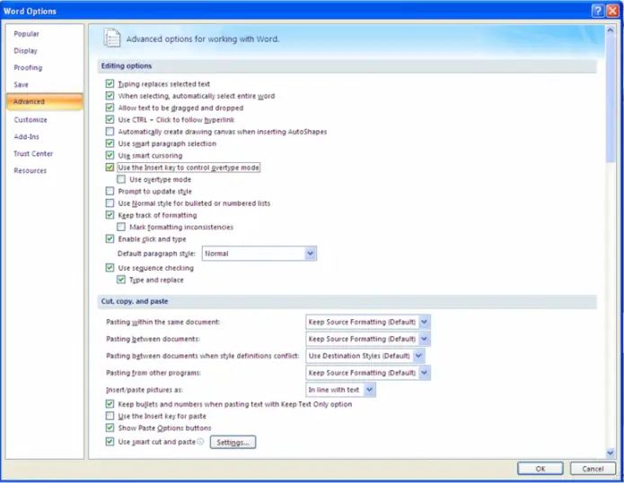 Use Insert key to control overtype mode