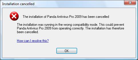 The installation was running in the wrong compatibility mode.