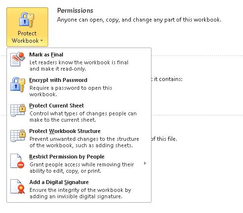 Protect workbook Permissions