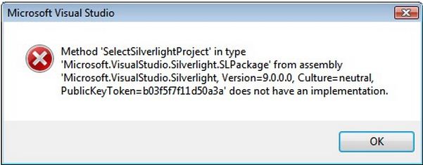 Method ‘SelectSilverlightProject’ in type