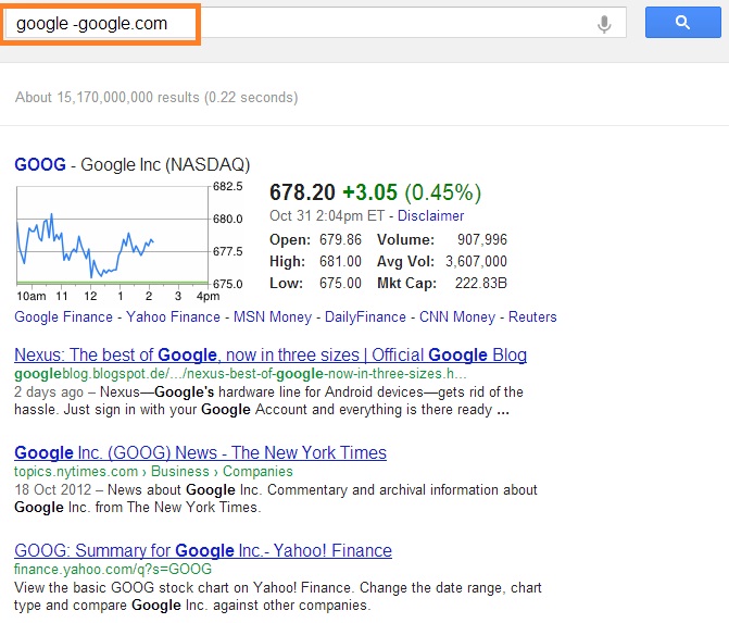 Google excluding Google.com
