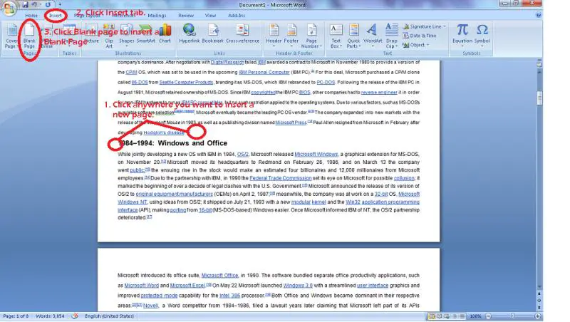 how to add another page in word 2007