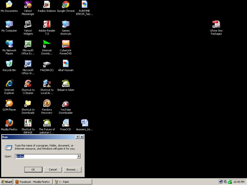 Windows xp installed and go to Run