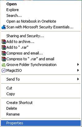 right click-properties