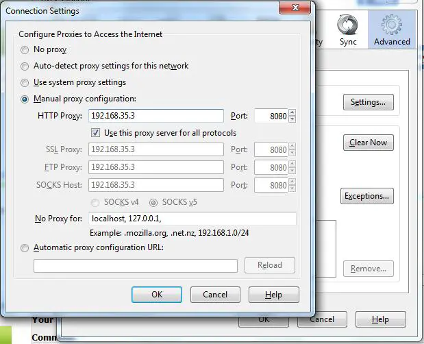 Configure various browsers for HTTP proxy server