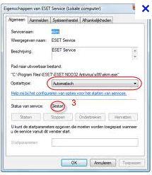 ESET service dialog box