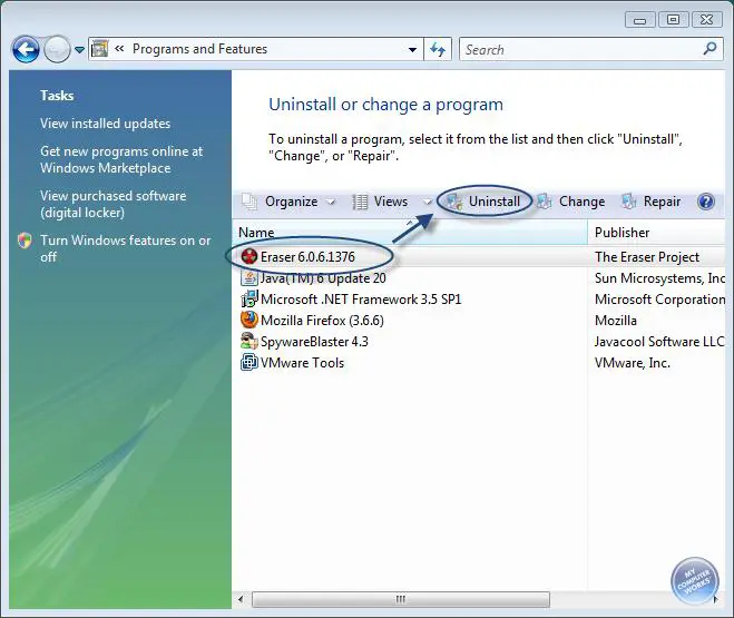 Uninstall any software installed on your Windows 7