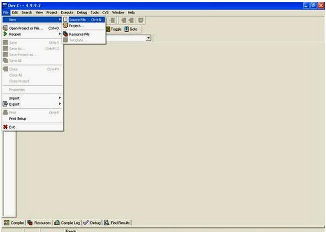 Dev c++ 4.9.9.7-new-source file