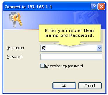 Enter your router's User name and Password.