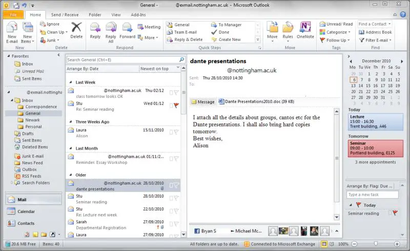 Microsoft outlook is manager for personal information