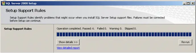 SQL server Setup screen