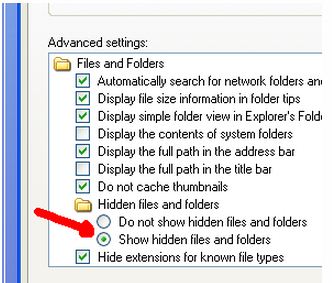 show hidden files and folders