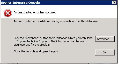 sophos computer virus error 3004