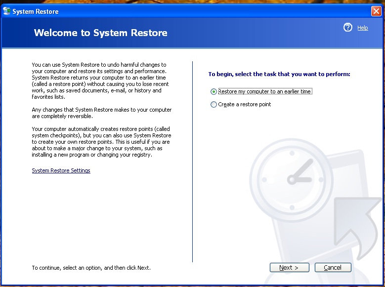 Welcome to System Restore