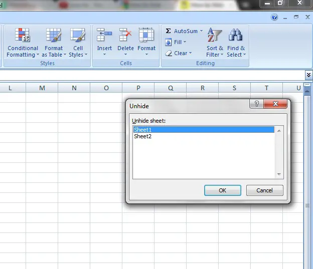 unhide sheet 1