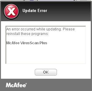 Une erreur fantastique d'analyse antivirus mcafee s'est produite