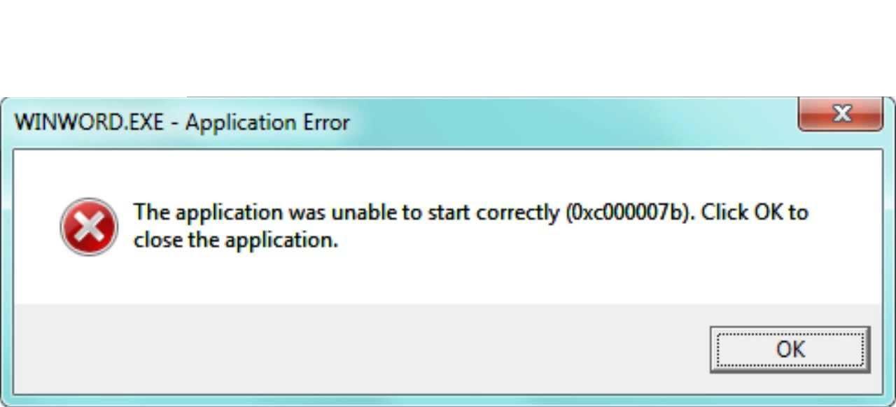 WINWORD.EXE was unable to start correctly 0xc000007b
