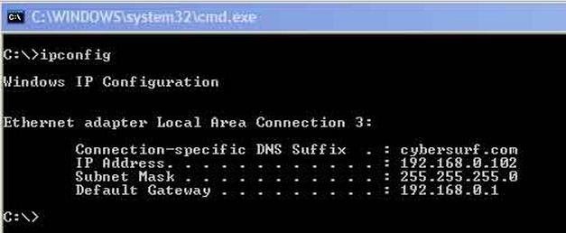 type "ipconfig/all" to display both IP and MAC address