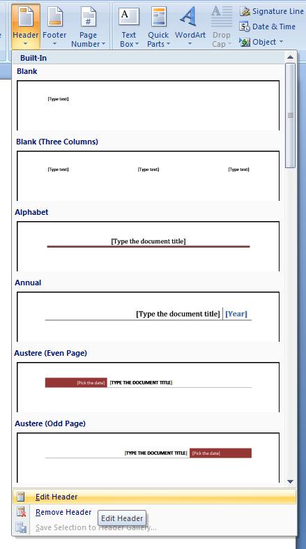 edit footer on word for mac