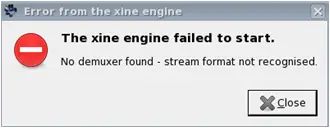 Error from the Xine engine