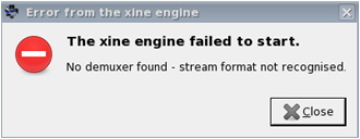 Error from the Xine engine