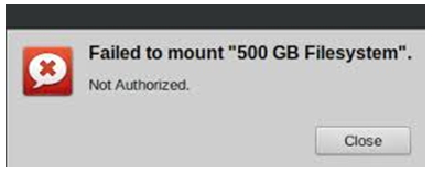 Failed to mount Not Authorized