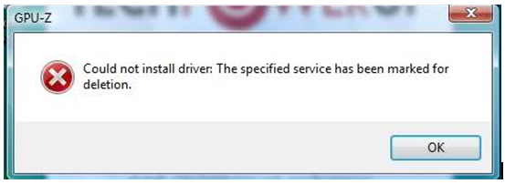 Could not install driver. The specified service has been marked for deletion
