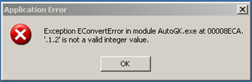 Exception EConvertError in module AutoGK.exe at 00008ECA. '.1.2' is not a valid integer value