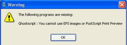 Scribus in Windows XP Operating System error message