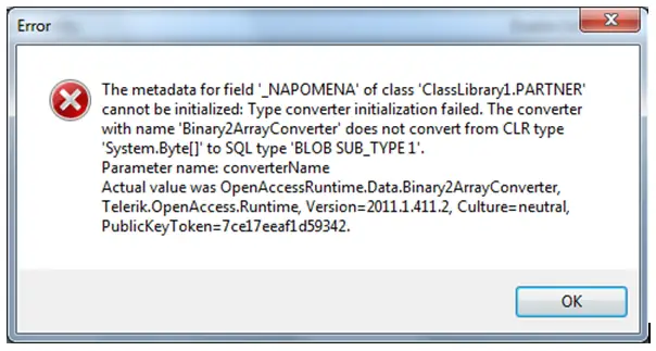 Type converter initialized failed