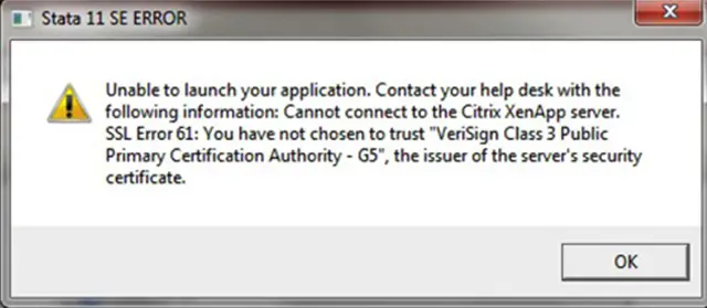 Cannot connect to the Citrix XenApp server