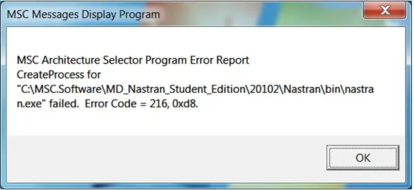 MSC Architecture selector program error Report