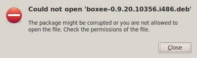 Could not open ‘boxee-0.9.20.10356.i486.deb’  He package might be corrupted or you are not allowed to open the file. Check the permissions of the file.