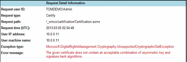 Digital Rights Management Cryptography UnsupportedCryptographicSetException