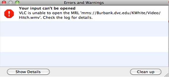 Errors and Warnings Your input can’t be opened