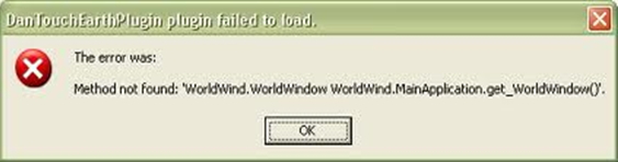 The Error was:  Method not found: ‘Worldwind.WorldWindow WorldWind.MainAplication.get_WorldWindow()’.