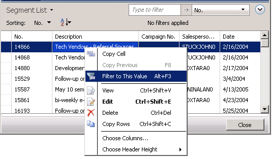Filter in Microsoft Dynamic NAV Classic