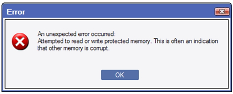 Attempted to read or write protected memory. This is often an indication that other memory is corrupt