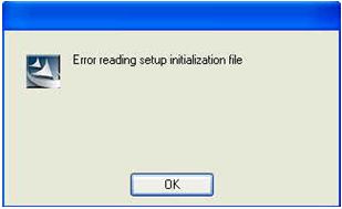 Error reading setup initialization file